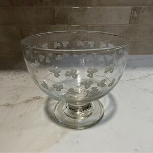 Clear Glass Shamrock Footed Bowl